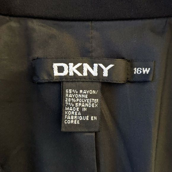 Vintage DKNY Black Rayon Blend Long Cut Women's Size 16W Blazer Jacket - Picture 6 of 8